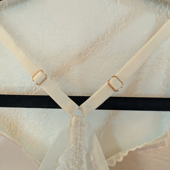 Auden White Lace Front Clasp Racer Back Bra 36A Bridal bachelorette Coquette - Picture 7 of 7